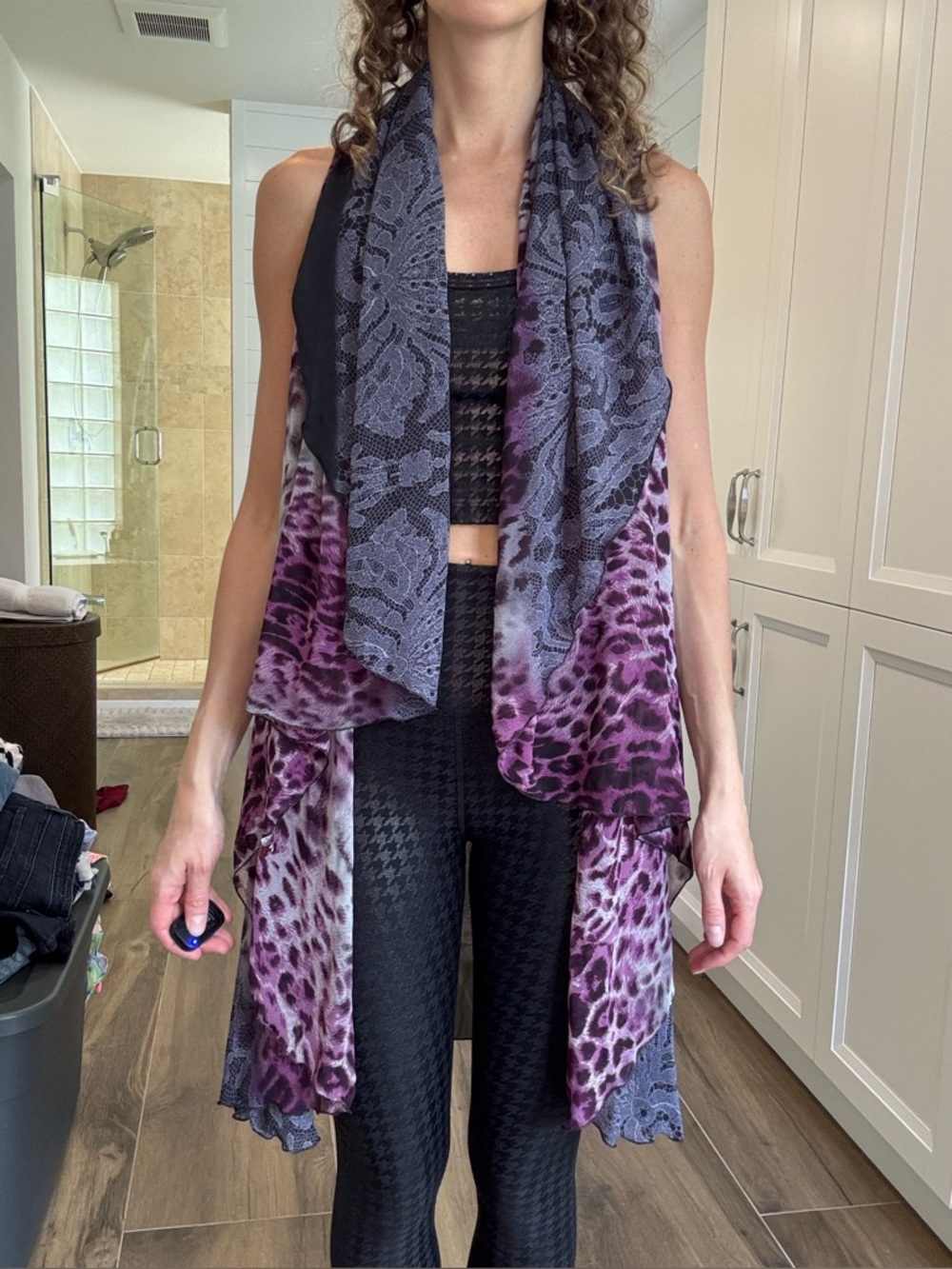 g Leopard and Lace Drapey Scarf Top